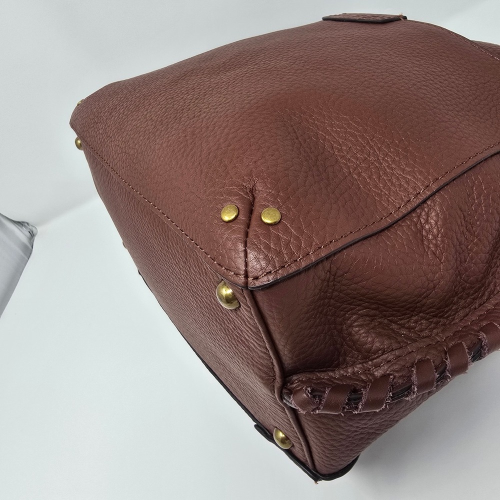 American Leather Co Luca Triple Entry Crossbody Bag Brown Leather Handbag Purse - Picture 12 of 16